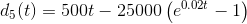 d_5(t) =500t -25000 \left( e^{0.02 t}-1 \right )