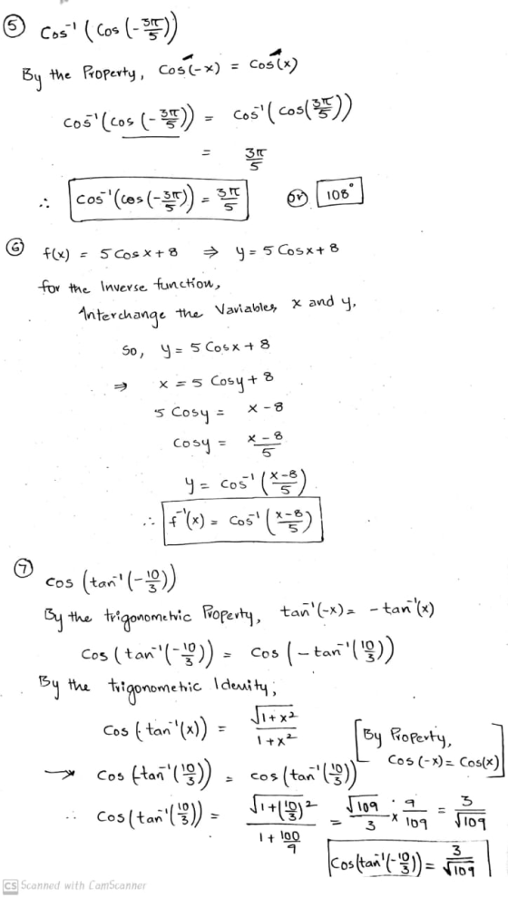 © Cos (Cos (-5)) By the Property, cos(-x) = cos(x) C05Cos (1) - Cos( cos(35)) 310 Cos(cos(-35)) - 5 108 5 = f(x) 5 cos X +
