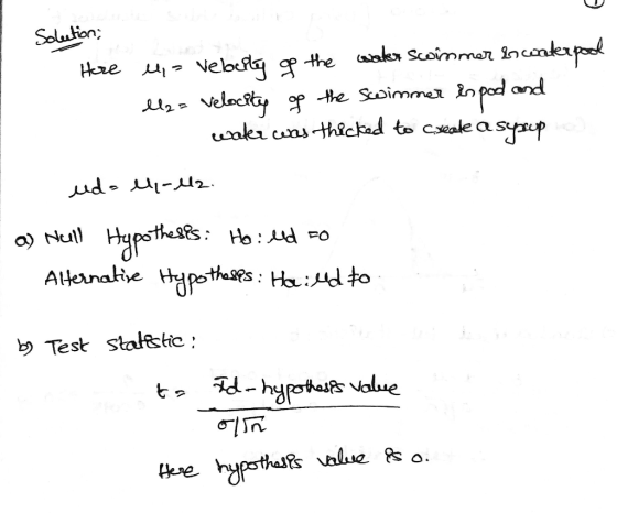 Solution; Here la velocity of the water swimmer & waterpool lle= velocity of the swimmer ispod and - water was thicked to cre