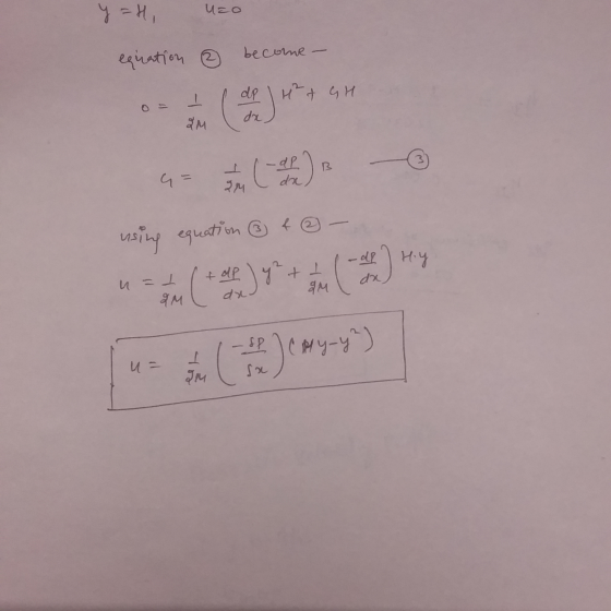 Y = H, não equration ③ become - - + 4H 9- ) using equation ③ & ④ - - uz I - 2 ) or y-y)