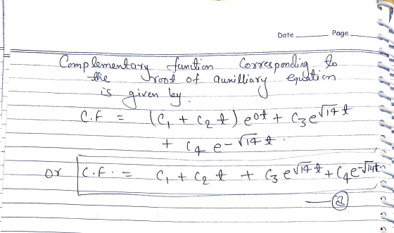 Date Page Comp lementary room the function Corresponding to not of aurilli egulation is given by Cif - le + Cat) eott rieť Ge