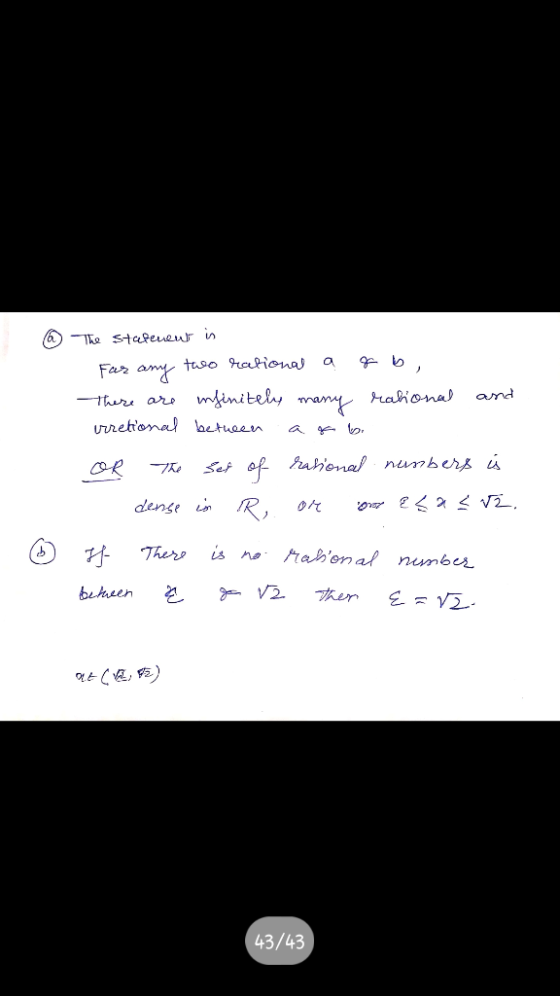 @ The statement is Far any two rational a fb, There are infinitely many rational and irretional between a go to OR The set of