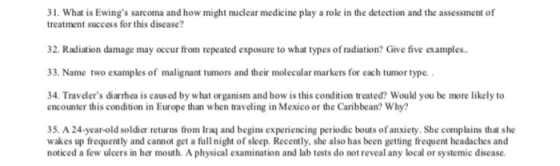 1. What is Ewings sarcoma and how might nuclear medicine play a role in the detection and the assessment of treatment succes