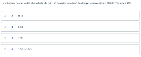 In a Standard Normal model, what value(s) of z cut(s) off the region described? Dont forget to draw a picture. REGION: The m
