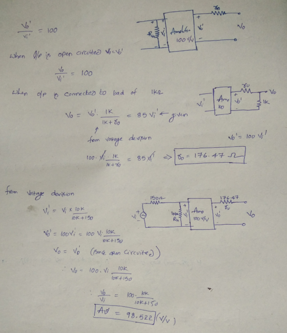 RNo vi = 100 Vì「 Connect to 1k loo IK+ 00 Nitage devision 、lo (OK +150 0 +150 Yo。Vo (fyne aan Circuito Vi oktIsd A8.522)