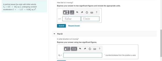 How fast is it moving? Express your answer to two significant figures and include the appropriate units. A particle leaves th