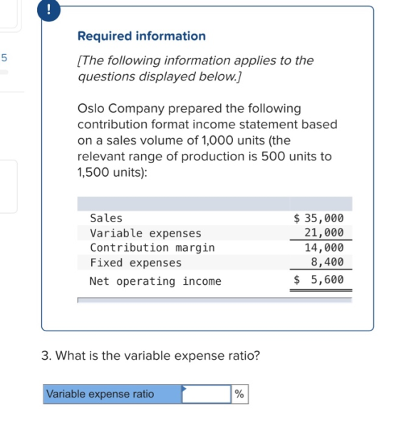 ! Required information 5 [The following information applies to the questions displayed below.) Oslo Company prepared the foll