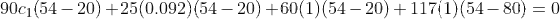 90c_1(54-20)+25(0.092)(54-20)+60(1)(54-20)+117(1)(54-80) = 0