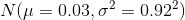 N(\mu=0.03,\sigma^2=0.92^2)