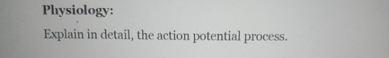 Physiology: Explain in detail, the action potential process.