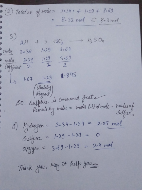 (2 Total no fmols= 3.341 + 1.29 t 3.69 8.32 mal 8.3 mal +S +202 aH meles 3.34 mely 3.69 1.29 1.29 1 3.69 3.39 ffcint L167 Umi