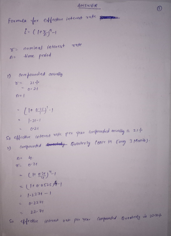 ANSWER foxmula for etfechive interest ete 1) tom poundl ed anually 21-1 0 2 onuelly 21+ Compoun 21 0 21 1.2.2チー1-1 2 0, 22귀 22. 71 -M
