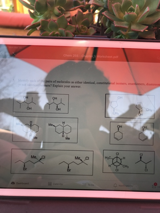 Chem 255 Chapter 5 Worksheet pdf Of The Pairs Of Molecules As Either 