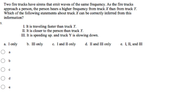Two fire trucks have sirens that emit waves of the same frequency. As the fire trucks approach a person, the person hears a h