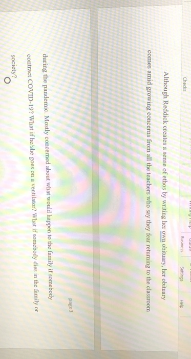HI Checks Business Settings Help Although Reddick creates a sense of ethos by writing her own obituary, her obituary comes am