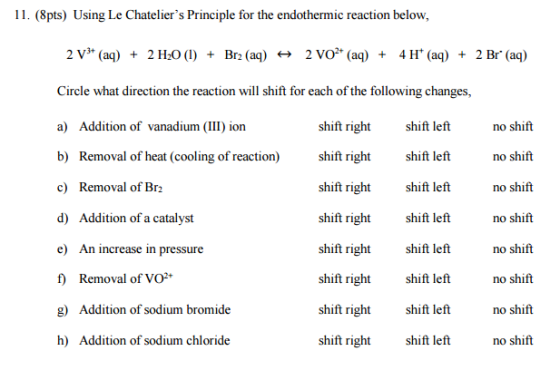 Using Le Chatelier s Principle Of The Endothermic Reaction Below 2V 3 