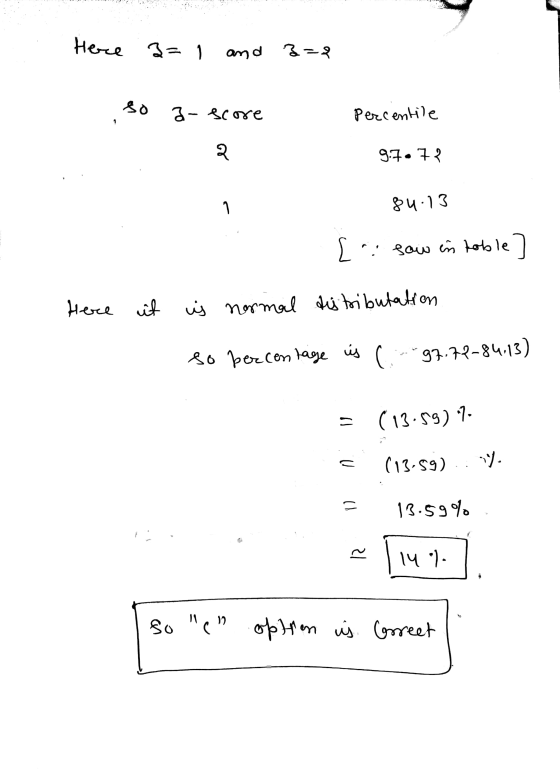 Here 3= 1 and 3=2 so a-score percentile 1 2 97.72 84.13 [. saw in table Here it is normal distributation so bercentage ús (-9