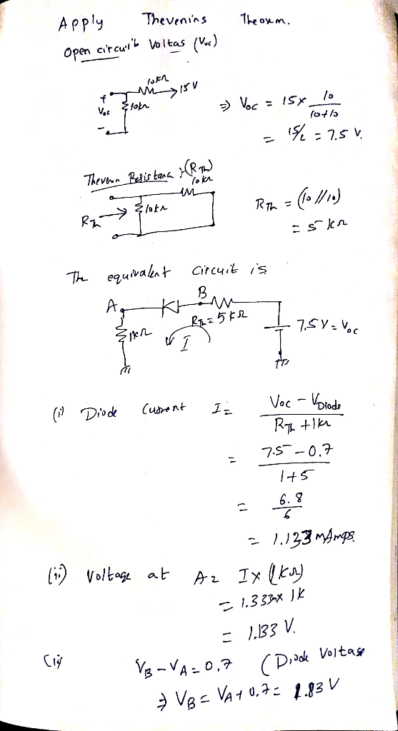 Theoxm. Apply Thevenins Open circurs voltas (Var) En lon >> Voc = 158 1 1/2 = 7.5v. The vean Resistana ARTW Reloka Rh= (1 1/