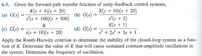 6-5. Given the forward-path transfer function of unity-feedback control systems, Kis + 4/s + 20) Kls + 10) s + 20) (a) G(s) +