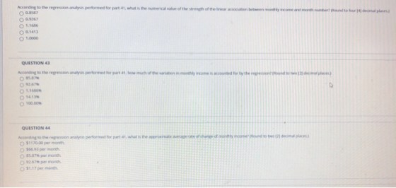 According to the regression analysis performed for part 41. what is the numerical value of the strength of the linear associa