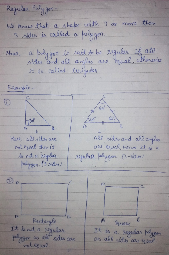 - Regular Polygon- We know that a shape with 3 or more than 3 sides is called a polygon. Now, a polygon is sides and all it i