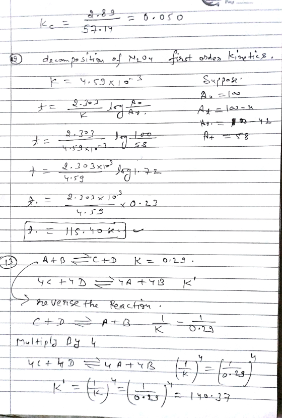 2.89-6050 --64. D decomposition of Maou first ordes kinetics. Suppose. A. = [40 A+ = [20 - ५ - - - -- + =F8 No +- 2-30 व 120
