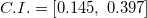 \small C.I. =[0.145 , \; 0.397]