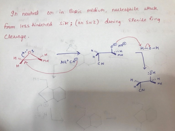 I neto in apic medium, nuceophile atack oem less Aindered e (x Sw2) ueing EReaide ing 0시 14 Mue Mie CN :oH me CN