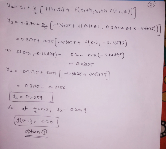 2 2 = 0.3175+ 0.1 I 2 = 4, + & [ +(+1,91) + f(tith, Yith flti, Yi. yo)] -4.6625+ f ( 0.17 0.1, 0.3175+ 0.1 *_4.4625)] =0.3175