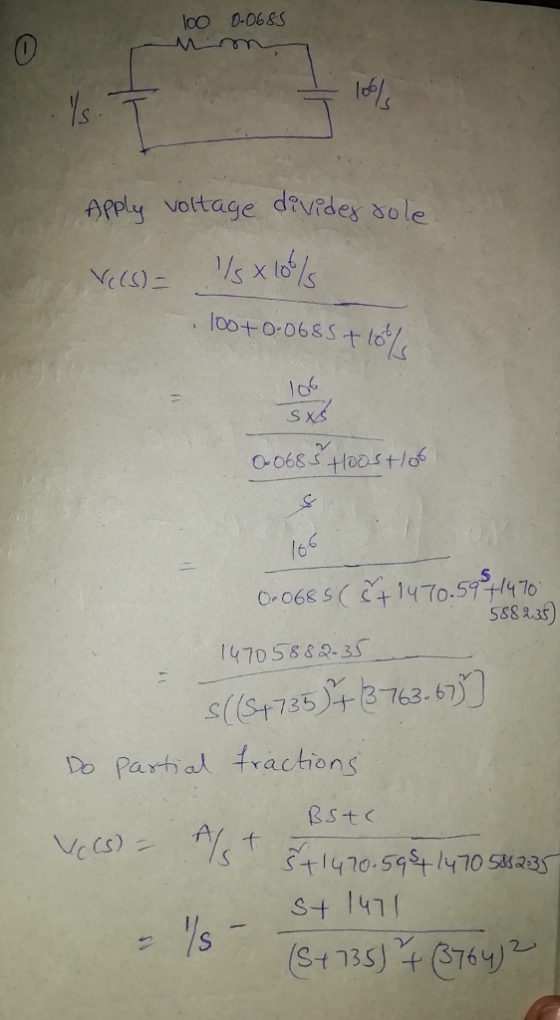 apply vottage devrdes sole lo o-0689( (+ 1470.57チ/47b. 5s8 2a5) 14705 882-3 s(S4-735)十(3763.. 67) Do parhal fractions Bst s+ l41