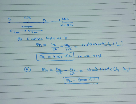 4c P2 2 Alice xzom Com Ezm tam @ Electric field at P 102 Sei = k **to-Etattoo] [Ep = 9360 NIC in x-9x18 Ep = kar n = extolx