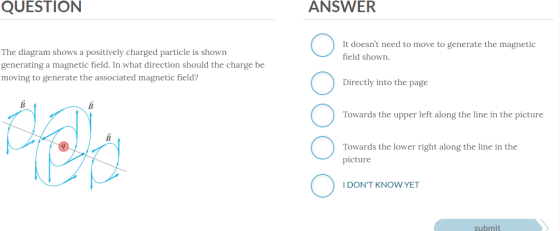 QUESTION ANSWER It doesnt need to move to generate the magnetic field shown. The diagram shows a positively charged particle