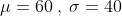 u= 60, 0 = 40