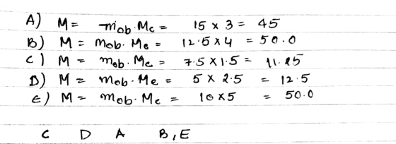 15x3= 45 C D A B,E