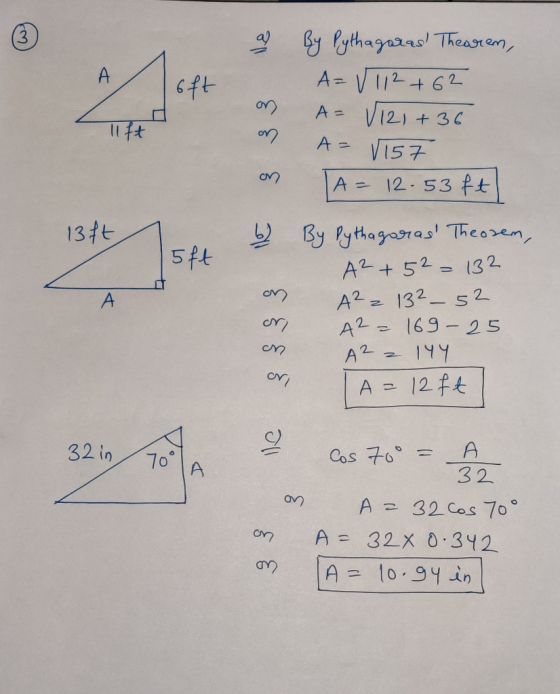 3 by lythagaras Theasrcn A= VI12+62 V121 +30 A VI57 A 6ft A= 11ft |A = 12.53 ft 13tt By lythagasras Theoren A2+52- 13 2 A2132