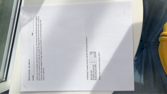 FINAL EXAM-OL 3400 (A) Adam was reviewing the water bill for her dog day care and spa and determined that her highet bill, 55