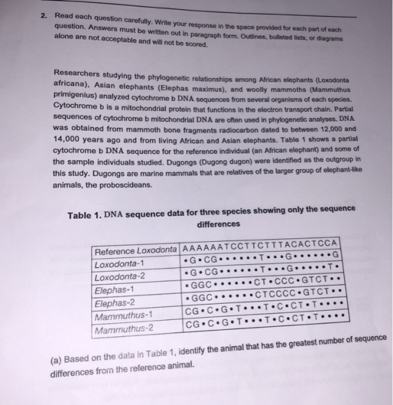 Read each question carefully, Write your response in the space provided for an question. Answers must be written out in parag