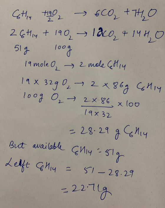Cottu 40 - 6CO₂ + 7420 2 GHiy + 190, laco + 1440 519 100g 19 mole O → 2 mole ettiy 19x329 0₂ → 2 x 86g Gliy loog O₂ → 2.86 x