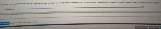 on the actual 1500-case production volume rather than the planned 1375 cases of production used in the budgers for parts (6)