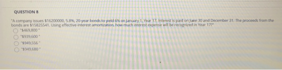 QUESTIONS A company issues $16200000, 5.8%, 20-year bonds to yield 6% on January 1, Year 17. Interest is paid on June 30 and