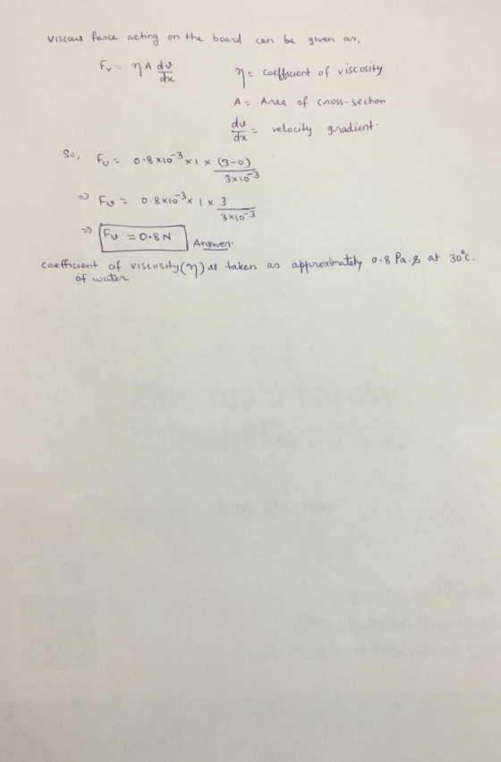 Visc fance achn on the bond can be gven an, 7: Cutt dent of viscosity A Ana of coss-sechon Coe Coeffhcient of viscos of water