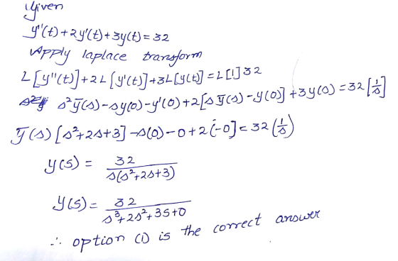 ven f(D+RyC£)+3yE)= Pply laplace tranform 32 7 [(92,6]72+ (ca),57-7 y)-yl0) +2[sF() -y+3yl0) - J(a24+aw-0+2(-0]-32 () ys)= 3