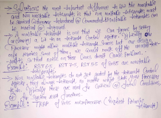 Question 9 6 Marks Question 9 1 3 Marks What Is The Difference Between Maskable And Non 