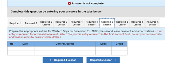 Answer is not complete. Complete this question by entering your answers in the tabs below. Required 1 Required 2 Required 3 R