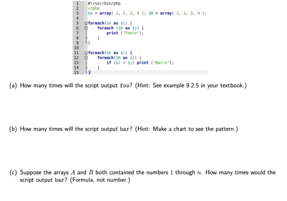 #!/usr/bin/php <?php $A = array( 1, 2, 3, 4 ); $B = array( 1, 2, 3, 4); foreach($A as $i) { foreach ($B as $j) { print (Foo\