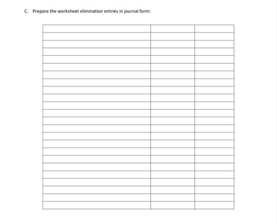C. Prepare the worksheet elimination entries in journal form: