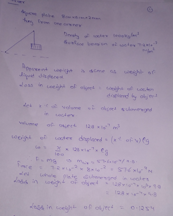 2. IM sid disploced doss in oeight of objec coeight of cocten in coates volume oe oiec128om3 coctes dsplaced lo o