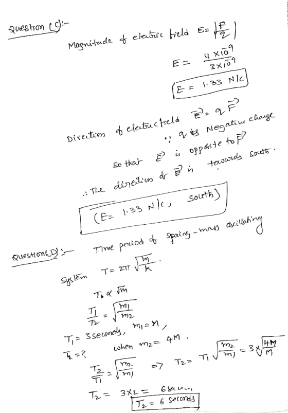 Que8h00 - & 1 ) Magnitude of electric field 4x109 3X1,59 (E = 1.33 Nich Direction of electric field Ela q ? qis Negative chan
