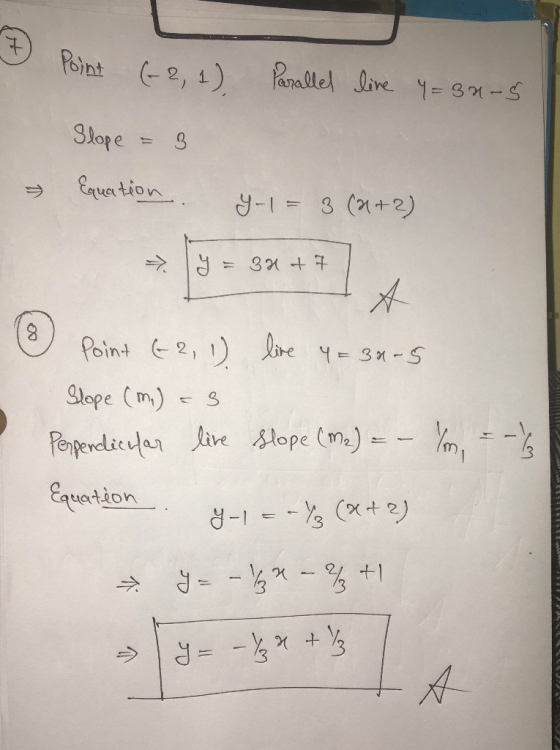Poiat (,1)Pnale ive - Su-S Sope Equrtion -I3 (1+2) 11 Point 2,1)e 3-5 Slepe (m) - ,-3 Penpendictar ive lope (m) Equation