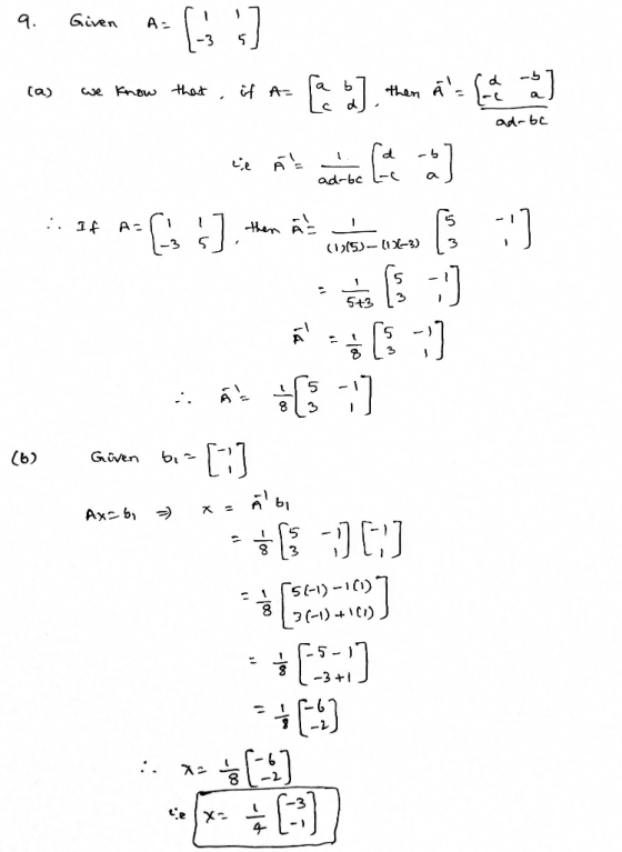 9. Give a ll 1-3 5 a. Given n-643 :] las ve know that, if a Ca 4 ] than as (12) b ca - (a) we know that if A= then a Lc A- e